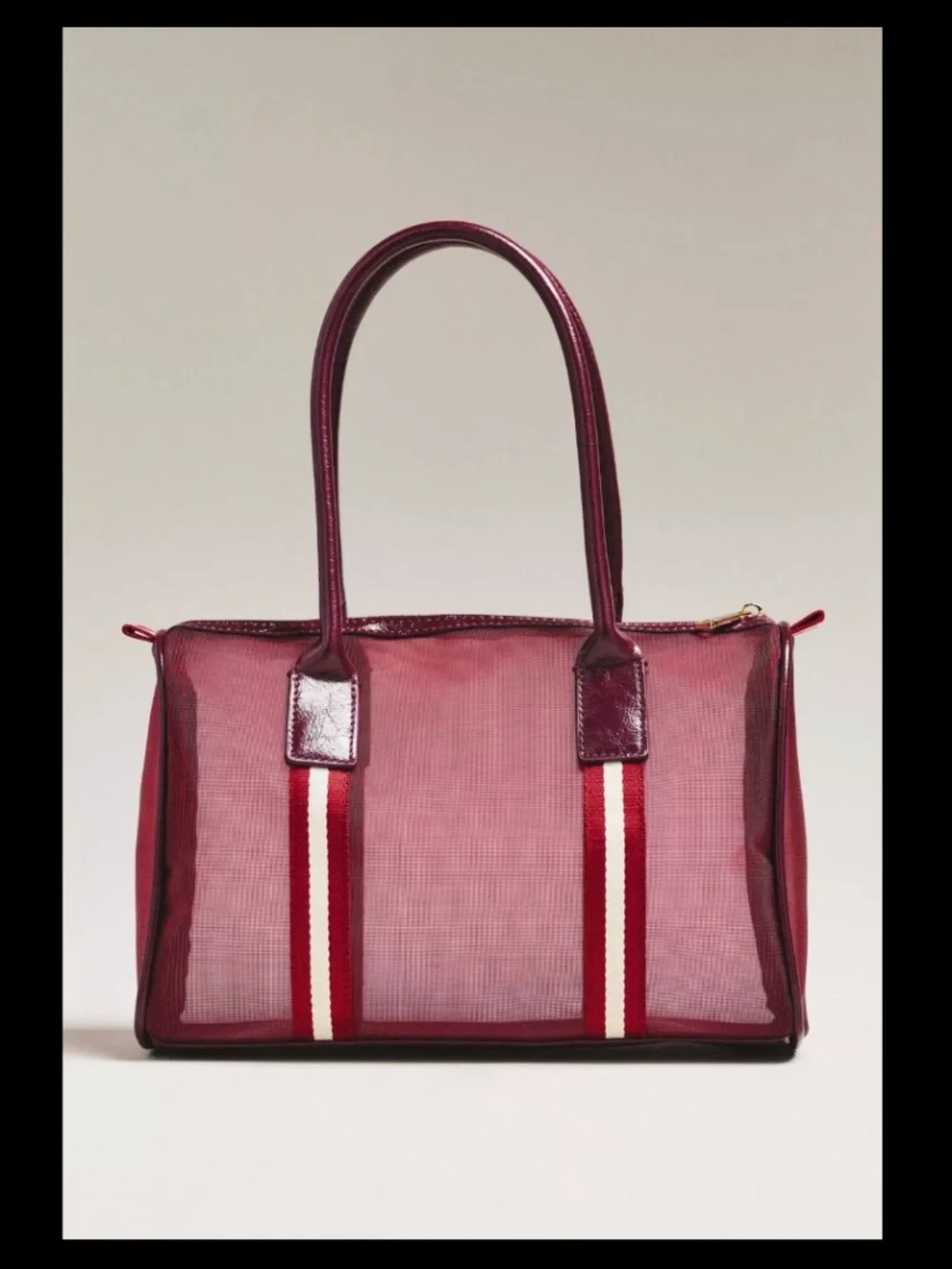 Anthropologie Daily Practice Mesh Stripe Tote Bag RED (Q5-20E) - Picture 3 of 4